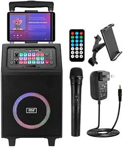 PYLE Portable Karaoke PA Speaker System - 600W 8” Rechargeable BT Speaker, TWS, Party Lights, LED Display, FM/AUX/MP3/USB/SD, Wheels - Wireless Mic, Remote Control - PHP18DJT, Black