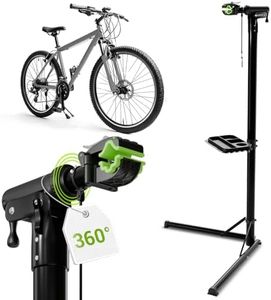 Juskys Pied d'atelier vélo pliable & réglable en hauteur avec revêtement en caoutchouc & étagère à outils, support de réparation pour vélos de 24 - 29 pouces, support de montage de vélo jusqu'à 50 kg