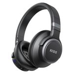 KVIDIO Active Noise Cancelling Headphones, 65 Hours Playtime Bluetooth Headphones with Microphone, Transparency Mode, Deep Bass and Hi-Fi Stereo Sound (Black)