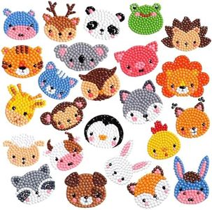 HiLLeo 24pcs 5D DIY Kids Animal Diamond Painting Stickers Beginner Diamond Painting Kits, Digital Diamond Paint