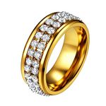 Richsteel Gold Spinner Rings For Women Men Stainless Steel Cubic Zirconia Gems Ring Jewellery