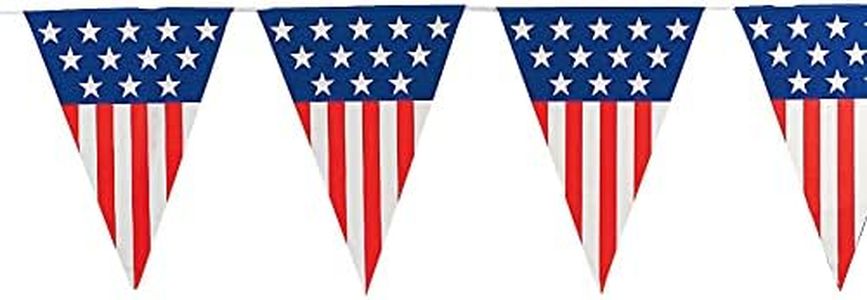 Large USA Flag Patriotic Pennant Banner - 24 feet - Fourth of July Hanging Party Decor