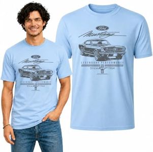 Ford Mustang Legendary Performance Est 1964 | Retro Vintage | Novelty Merch Racing Merchandise Cars and Trucks Men's T-Shirt, Light Blue, 3X-Large