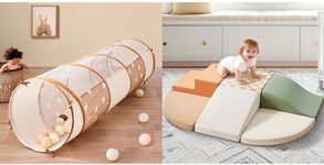 Tiny Land Tunnel Toys for Toddlers,Soft Foam Climbing Blocks