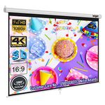 Inlight Wall Manual Pull Down Autolock/Instalock Projector Screen, Size: - 8 Ft x 4.5 Ft, 106 Inches Diagonal in 16:9 Picture Ratio, Supports UHD-3D-4K Technology(White)