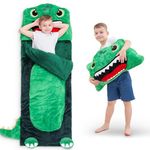 iPlay, iLearn Kids Dinosaur Sleeping Bag, Toddler Boy Nap Mat, Plush Slumber Bag, 2 In 1 Throw Pillow for Daycare Preschool Kindergarten Indoor Outdoor Winter Travel Camping Age 3 4 5 6 7 8 Child Teen