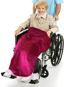 Classy Pal Wheelchair Blanket with Pouch for Adults, Fleece Wrap for Airplane & Train, Packable Nap Travel Accessories (Ruby Red)