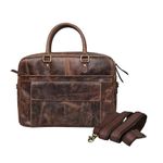 REONNDARLING Genuine Leather 14.5 Inch Laptop Messenger Office Satchel Bags with Adjustable Strap Business Travel Professional Pure Laptop Bag with Thick Padded Compartment Leather Bag for Men