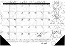 House of Doolittle 2023-2024 Monthly Desk Pad Calendar, Academic, Black and White Doodle, 18.5 x 13 Inches, August - July (HOD18765-24)