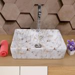 HISRE Table Top Wash Basin For Bathroom | Over Counter Top Wash Basin For Living Room | Washbasin Countertop | Tabletop Ceramic Bathroom Kitchen Sink (18 x 14 x 5.5 Inch) (SKT1102)