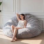 MAXYOYO Bean Bag Bed - Convertible Folds from Bean Bag Chair to Bed - Large Sofa with Plush Cover and Fluffy Filling Included for Adult, Guest (Gray, 180x180)