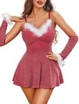 Avidlove Babydoll Lingerie For Women Sexy Lingerie V Neck Negligee Plus Size Lingerie (0-Wine Red, X-Large)