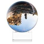 Navaris Crystal Clear Glass Ball - 70mm Transparent K9 Globe for Meditation Divination - Photo Sphere Prop for Art Decor, Photography w/Stand