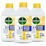 Dettol 5 in 1 Washing Machine Cleaner & Descaling Liquid for top load and front load| Lemon 250ml | Removes Limescale, Dirt and Bad odour | Kills 99.9%* Bacteria | Pack of 3