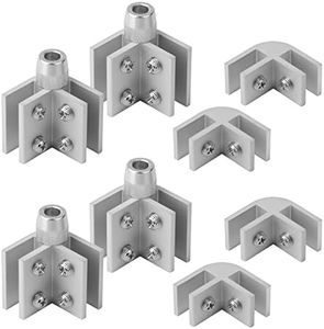 8Pcs 90 Degrees Glass Clamps, Glass Flame Wind Guard Kit, Aluminum Corner Bracket Fit 1/4"-5/16" Thicknesss Tempered Glass, Gas Fire Pits Flame Guard Connector Parts, 4 Corners with Rubber Feet