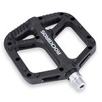 ROCKBROS Mountain Bike Pedals, Non-slip MTB Nylon Fiber Pedals, 3 Sealed Bearings Bicycle Cycling Pedals, 9/16 Inch Bicycle Pedals Flat, Lightweight and Wide Flat Platform Pedals