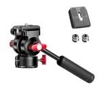 Manbily Video Tripod Head, Drag Pan Tilt Head 360° Panoramic Arca Swiss Quick Release Plate*2 3/8" & 1/4" Screw, Semi Fluid Head for 4K DV Camcorder Video DSLR Camera Tripod Monopod Filming Vlog Live