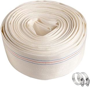 QuQuyi 2.5" x 62 FT Heavy Duty Reinforced PVC Swimming Pool Backwash Hose, General Purpose Lay-Flat Water Discharge Pipe for Water Transfer Applications, White