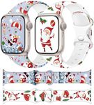 Ocaer 2 Pack Christmas Holiday Bands Compatible with iWatch 42mm 41mm 40mm 38mm, Soft Silicone Cartoon iWatch Band for iWatch Series 109 8 7 6 5 4 3 2 1 SE,Santa Printed Xmas Gift Women Men