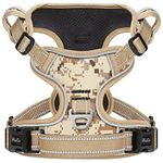 HEELE Dog Harness, Dog Harness for Small Medium Large Dogs No Pull Adjustable Padded Reflective Harness with Handle for Walking Training, Dog Harness Camouflage, Camo Tan, S