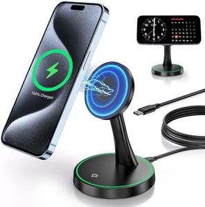 Magnetic Wireless Charger Stand 15W Fast Mag-Safe Charger for iPhone 15/15 Pro/15 Plus/15 Pro Max/14/13/12 Series Magnet Wireless Charging Station/Pad with Sleep-Friendly Light for AirPods 3/Pro/Pro 2