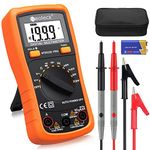 Neoteck Auto Ranging Digital Multimeter AC/DC Voltage Current Ohm Capacitance Frequency Diode Transistor Audible Continuity, Multi Tester with Backlit LCD- Orange