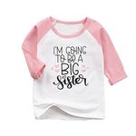 Promoted to Big Sister Brother T Shirts Baby Boy Girl Raglan Long Sleeve Tees Tops Going to be a Big Brother Sister Gift (3-4 Years, I'm Going to be a Big Sister)