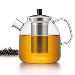 Dorsaer Glass Teapot with Infuser, 43oz/1.3L Large Tea Pot with Removable Tea Infuser | Stainless Steel Tea Steeper | Loose Leaf Tea Infuser | Blooming Tea