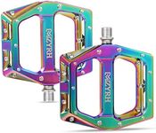 MZYRH Road/Mountain Bike Pedals MTB Pedals Aluminum Alloy Bicycle Pedals 9/16" Sealed Bearing Lightweight Platform for Road Mountain BMX MTB Bike Rainbow