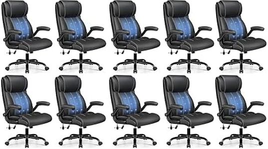 BESTFAIR Ergonomic Office Chair - Desk Computer Chair, Leather High Back Executive Chairs with Adjustable Lumbar Support & Flip Up Arms, Black 10 Pack