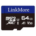 LinkMoreMicro SDXC Card, A1, UHS-I, U3, V30, Class 10 Compatible, Read Speed Up to 95MB/s,Write Speed Up to 35 MB/s, SD Adapter Included (64GB)