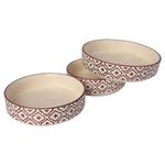 ShadowGreen Ceramic Salad Bowl Set of 3 Bowls 7.5inch 6.5inch 5.5inch Deep Dish Bowls Serving Bowls - (Maroon Design)