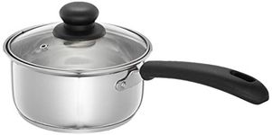 Amazon Brand - Solimo Stainless Steel Saucepan with Glass Lid, Induction Base (16 cm, 1500 milliliters )