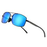 SUNGAIT Ultra Lightweight Rectangular Polarized Sunglasses Man UV400 Protection (Gunmetal Frame Blue Mirror Lens, 62) 2458 QKLAUK