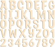 124Pcs Wooden Letters for Crafts Unfinished Capital Wooden Alphabet Letters and Numbers 5cm Small Wood Letter for Children's Names DIY Painting Arts Kids Spelling Learning Wall Embellishment Decor