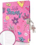 GINMLYDA Girls Diary with Lock for Kids, 7x5.25 Inches 160 Lined Pages Princess Secret Journal for Girls Pink Kids Notebook with Padlock & Keys for Birthday Girls Gifts 5 6 7 8 9 10 Years Old