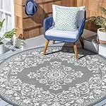 Enyhom Round Indoor Outdoor Rugs 180 cm, Plastic Straw Rug RV Patio Mat Portable Folding Camping Rugs, Extra Large Floor Mat and Rug for Outside Backyard, Deck, Picnic, Beach, Trailer, Hiking