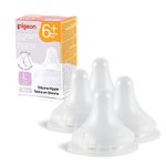 Pigeon Silicone Nipple (L) with Latch-On Line, Natural Feel, 6+ Months, 4 Counts