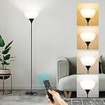 OUTON Dimmable Upligther Floor Lamp with Remote Control, 3000K-6000K Adjustable Color Temperatures, 9W Bulb Included, 1H Timer, LED Bright Tall Torchiere Standing Lamp for Living Room, Bedroom, Office