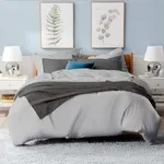 Bamboo Bay 100% Viscose Made from Bamboo Duvet Cover Oversized King - Ultra Soft 3 Piece Cooling Duvet Cover Oversized King with Corner Ties & Button Closure - 1 Duvet & 2 Pillowcases - Light Grey