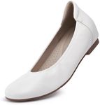 Cestfini Ballet Flats Shoes for Women Dress Shoes Casual Foldable Work Shoes for Office Classic Round Toe Slip on Shoes White