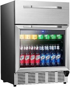 Karcassin 24 Inch Indoor Under Counter Drawer Fridge,Stainless Steel 2 in 1 Beverage Refrigerator Built-in and Freestanding with Digital Display for Home and Commercial Use