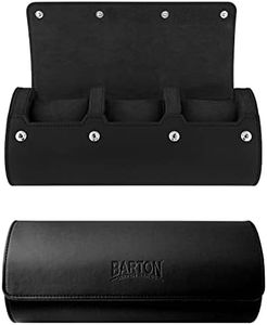 BARTON WATCH BANDS Mens Black Leather Watch Roll Case for Travel & Storage - 3-Watch Case to Securely Organize Your Watches at Home and on the Go