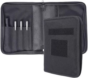 VEPKOIT Large A5 Notebook Holder and Travelers Notebook Cover with Pouch, Leather Book Cover for Police and Army, 7" x 9" OCP Book Cover with Zippered - Black (Cover Only)
