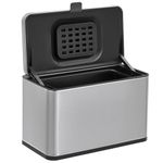 LAND·VOI Hanging Kitchen Compost Bin 3 Liter / 0.8 Gallon, Small Trash Can with Detachable Inner Bucket for Cupboard/Countertop/Bathroom/Camping, Includes Charcoal Filter, Brushed Stainless Steel