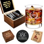 Pagather Uncle Birthday Gifts Whiskey Set, Best Uncle Presents from Nieces and Nephews, Include Wood Box, Recipe, Stones, Coaster, Stone Holder, Clamp