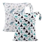 ALVABABY 2pcs Cloth Diaper Wet Dry Bags Waterproof Reusable with Two Zippered Pockets Travel Beach Pool Daycare Soiled Baby Items Yoga Gym Bag for Swimsuits or Wet Clothes LZD2526A