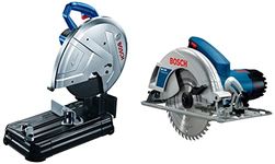 Bosch 0601B373F0-GCO220 2200-Watt 14-inch Chop Saw Machine (Blue) & 06016230F1 GKS 190 7-inch Corded Electric Circular Saw