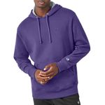 Champion Men's Powerblend Fleece Hoodie, C Logo, Purple, Medium