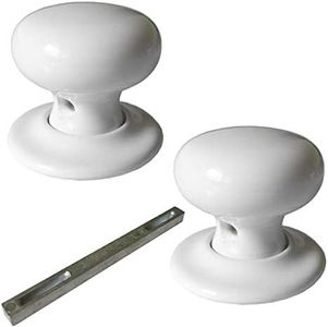 Securit SP7716 White Ceramic Classic Mortice Door Knob Set - 60mm,White,rose